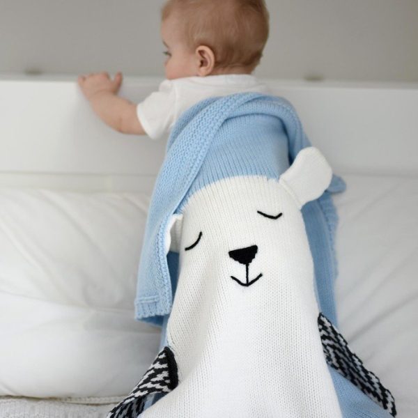 Плед МИШКА 60х90 светло-голубой+белый — изображение 2