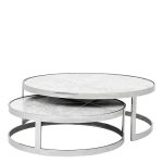 Набор из 2-х журнальных столиков  Coffee Table Fletcher set of 2 из нержавеющей стали и мрамора