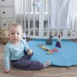 Вязаный коврик Голубой 100 см — изображение 2