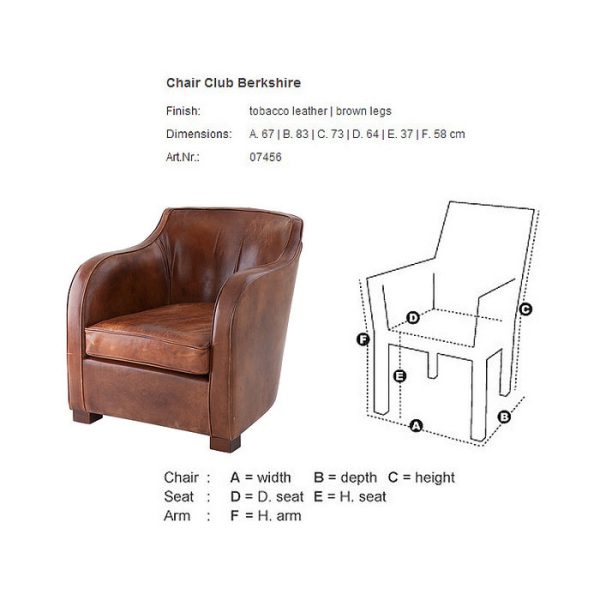 Кресло  Club Berkshire обтянуто кожей табачно-коричневого цвета — изображение 2