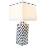 Керамическая настольная лампа с белым абажуром