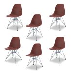 Набор из шести стульев С ПЛАСТИКОВЫМ СИДЕНИЕМ коричневый