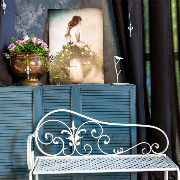 Металлическая скамья Лемож белый антик — изображение 3