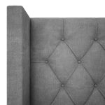 Кровать Wing-2 из серого льна и натурального дерева 180x200 см — изображение 9