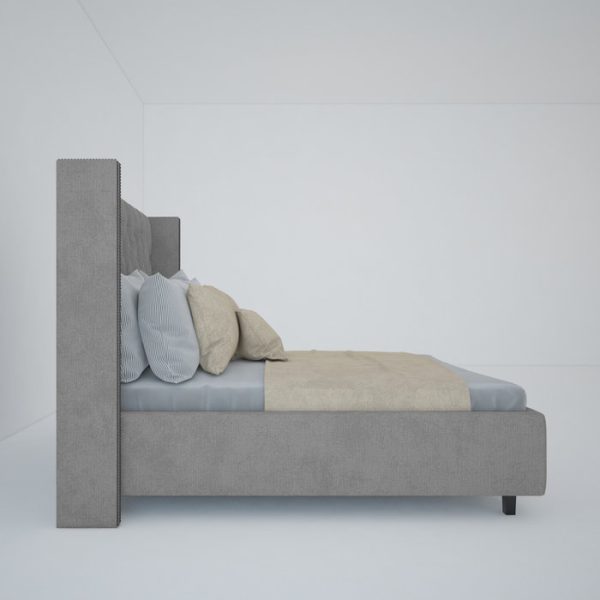 Кровать с декоративными гвоздиками Wing  Лен Серый 180x200 см — изображение 6