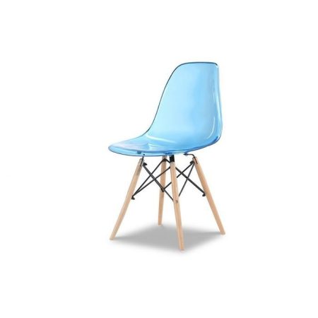 Стул с прозрачным синим сидением