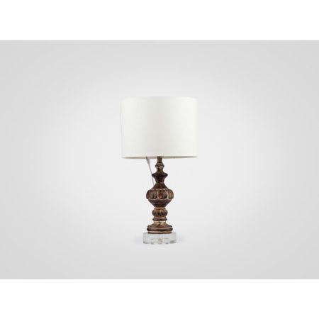 Лампа настольная на декоративной ножке украшенной патиной и старением