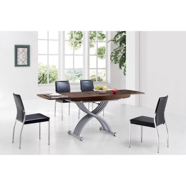 Журнально-обеденный раздвижной стол с регулировкой высоты и столешницей в отделке натуральным шпоном — изображение 4