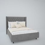 Кровать с декоративными гвоздиками Wing  Лен Серый 180x200 см — изображение 4