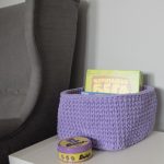 Вязаная корзина Сиреневая квадратная малая — изображение 3