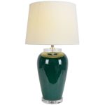 Керамическая настольная лампа с белым абажуром 