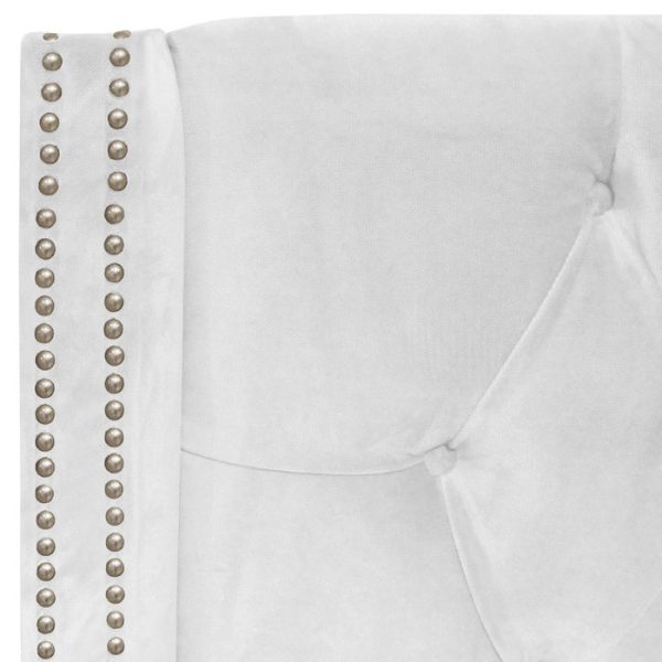 Кровать с декоративными гвоздиками Wing 180x200 см Велюр Молочный — изображение 9