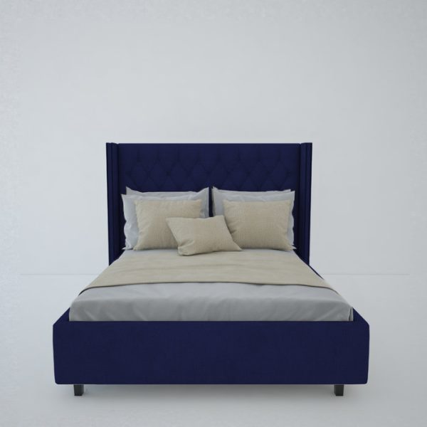 Кровать с декоративными гвоздиками Wing 200x200 см Велюр Синий — изображение 6