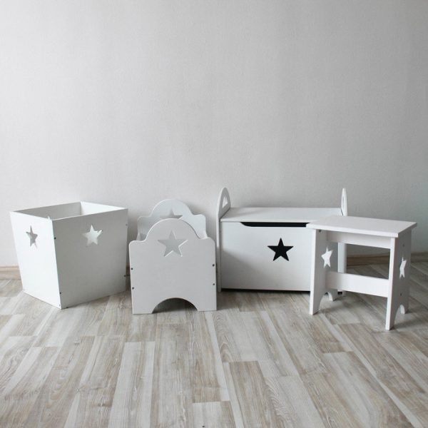 Деревянный ящик для игрушек, белый со звездочкой — изображение 8
