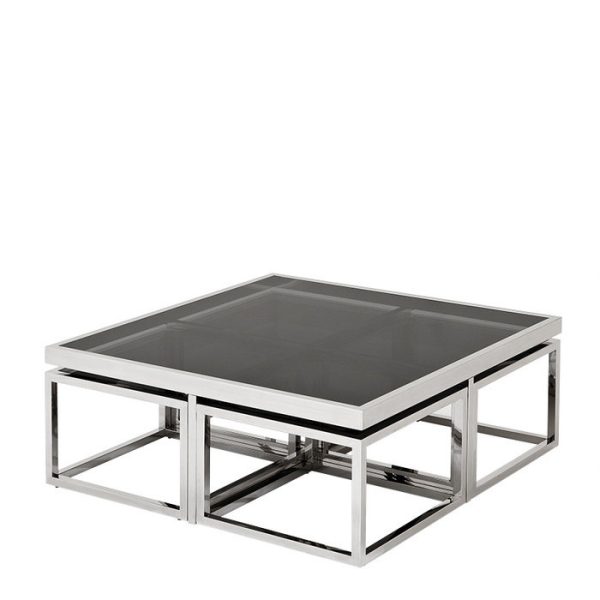 Журнальный столик  Coffee Table Monogram 5 в 1 из нержавеющей стали и плотного стекла — изображение 2