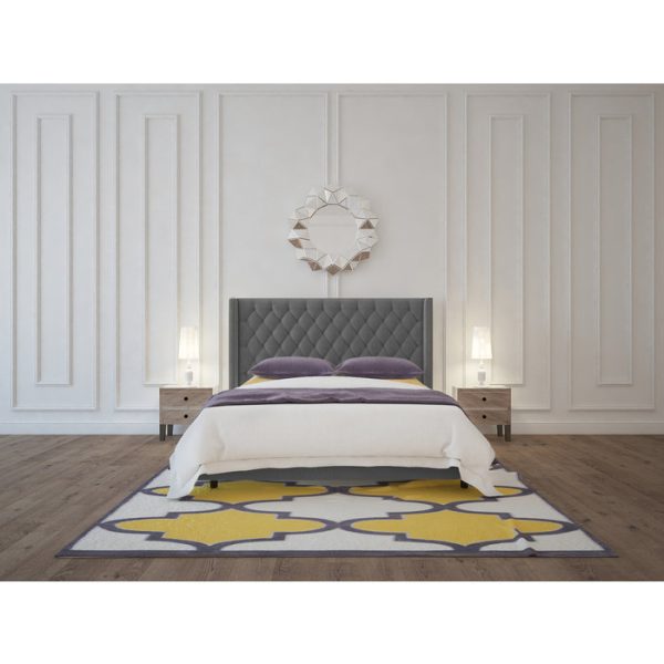 Кровать с декоративными гвоздиками Wing  Лен Серый 180x200 см — изображение 7