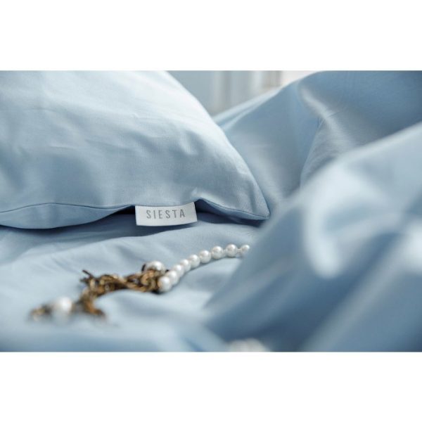 Комплект постельного белья евро с простыней 180х200 Небесно-голубой — изображение 2