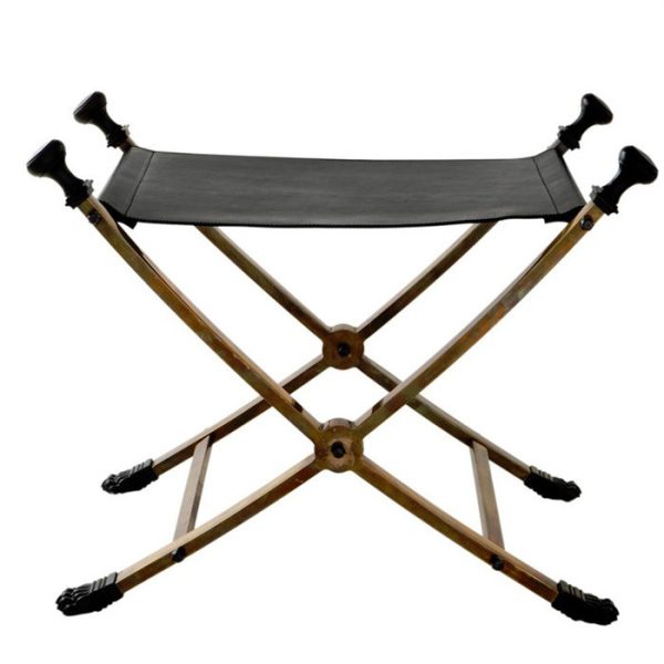 Табурет  Stool Gunzburg из кожи черного цвета на металлических ножках  — изображение 2