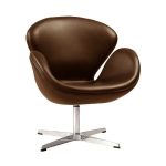 Кресло Swan Chair Коричневое из натуральной кожи