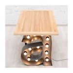 Стол AMSTERDAM на фигурном металлическом основании с подсветкой и столешницей из массива дуба — изображение 3