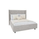 Кровать с декоративными гвоздиками Wing 180x200 см Лен Молочный — изображение 3