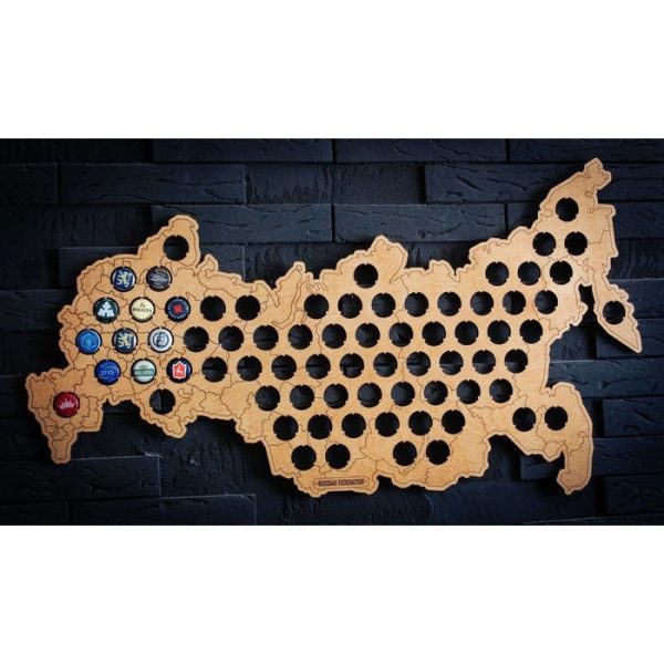 Копилка для пивных крышек ANTON ANTON Карта России из натуральной березовой фанеры — изображение 2