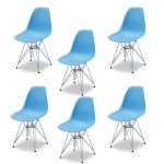 Набор из шести стульев С ПЛАСТИКОВЫМ СИДЕНИЕМ голубой