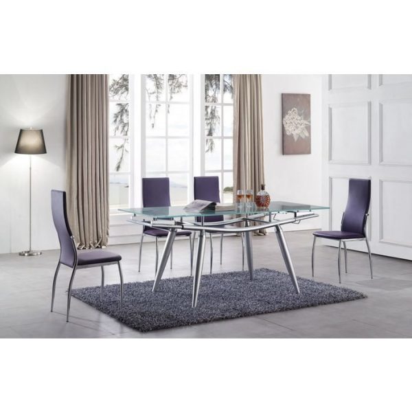 Раздвижной обеденный стол со столешницей из матового стекла  — изображение 4