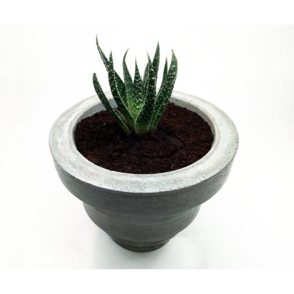 Большой бетонный горшок серый — изображение 2