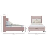 Кровать с декоративными гвоздиками Wing 160x200 см Велюр Пыльная роза — изображение 10