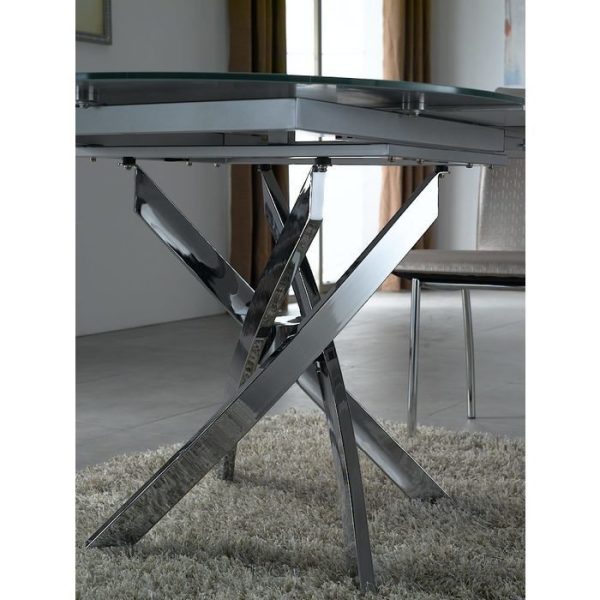 Круглый раскладной обеденный стол со стеклянной столешницей — изображение 2