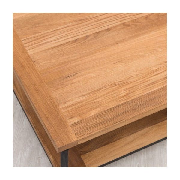 Журнальный столик на колесиках Edison из массива дуба и металла  — изображение 5