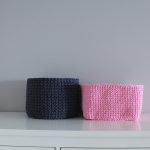 Вязаная корзина Розовая квадратная малая — изображение 3