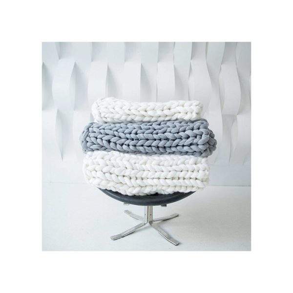 ПЛЕД КРУПНОЙ ВЯЗКИ, БЕЛЫЙ — изображение 2