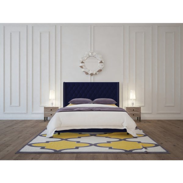 Кровать с декоративными гвоздиками Wing 200x200 см Велюр Синий — изображение 8