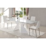 Стеклянный раздвижной обеденный стол-трансформер со столешницей из закаленного стекла