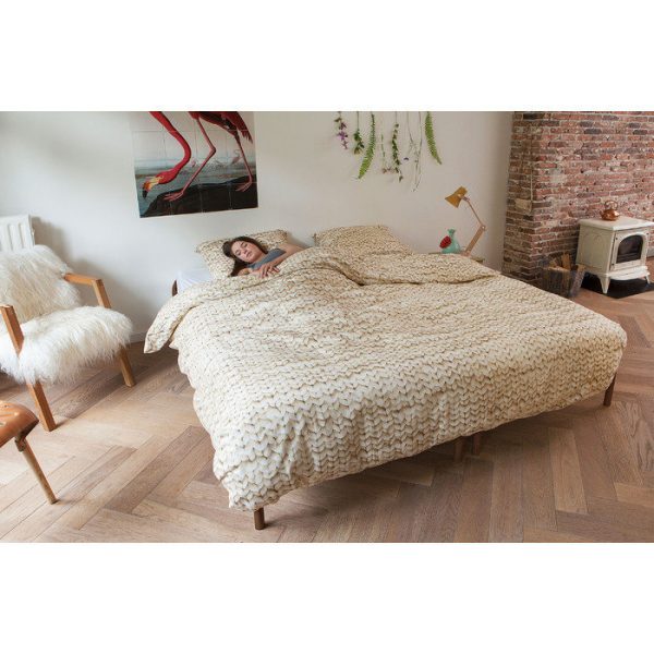 Комплект постельного белья Косичка 200х220 бежевый фланель — изображение 2