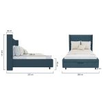 Кровать с декоративными гвоздиками Wing 160x200 см Велюр Морская волна — изображение 10