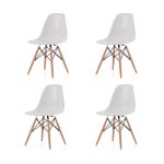НАБОР ИЗ 4-Х СТУЛЬЕВ EAMES НА ДЕРЕВЯННЫХ НОЖКАХ БЕЛЫЙ
