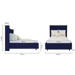 Кровать с декоративными гвоздиками Wing 200x200 см Велюр Синий — изображение 7