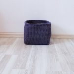 Вязаная корзина Графит квадратная малая