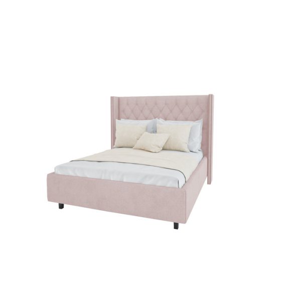 Кровать с декоративными гвоздиками Wing 160x200 см Велюр Пыльная роза — изображение 2