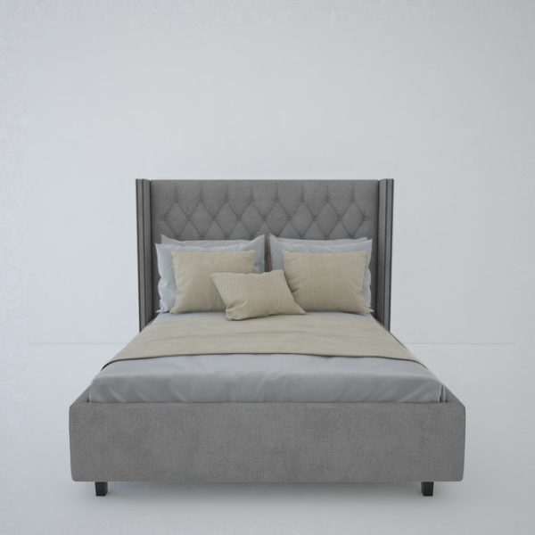 Кровать с декоративными гвоздиками Wing  Лен Серый 180x200 см — изображение 5