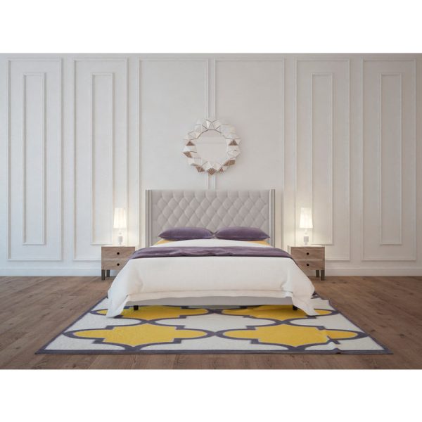 Кровать с декоративными гвоздиками Wing 140x200 см Велюр Бежевый — изображение 8