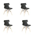 НАБОР ИЗ 4-Х СТУЛЬЕВ EAMES НА ДЕРЕВЯННЫХ НОЖКАХ  черный