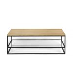 Журнальный стол London twin black с полкой светлый дуб