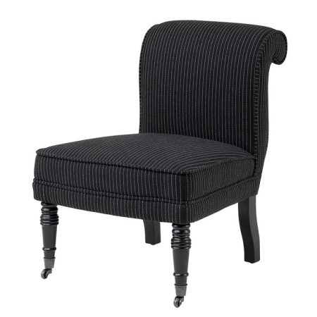 Кресло  Berceau обтянуто тканью черного цвета с белыми полосками