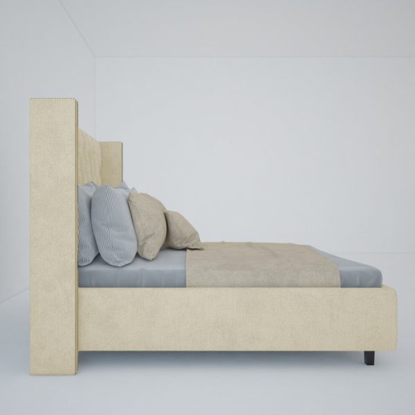 Кровать с декоративными гвоздиками Wing 160х200 см Лён Классический — изображение 6