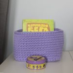 Вязаная корзина Сиреневая квадратная малая — изображение 2