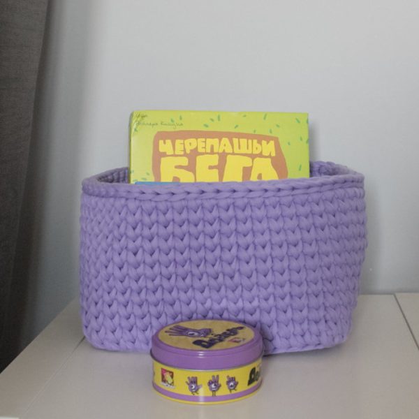 Вязаная корзина Сиреневая квадратная малая — изображение 2
